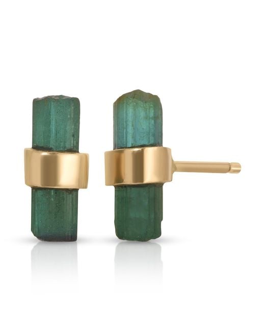 Heather Hawkins Jewelry Green Rough Cut Tourmaline Stud Earrings