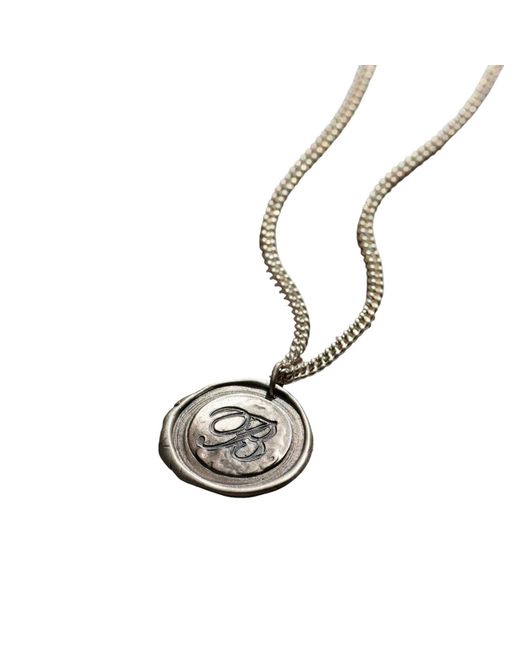 Posh Totty Designs Metallic Oxidised Initial Wax Seal Necklace for men