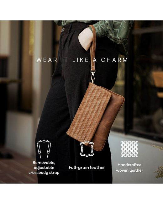 Hides Leather Co. Brown Luxury Leather Organizer – Clutch & Crossbody Tech Wallet