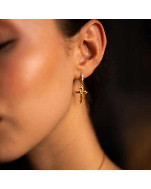 Ebru Jewelry Metallic Divine Spark Cross Vermeil Earrings