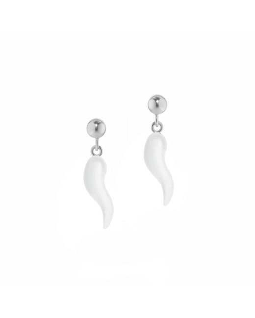 Unaloe White Sterling Earrings With Horn Pendant – Protective & Elegant Jewelry For