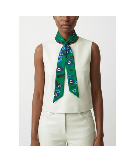Jessie Zhao New York Green Silk Skinny Scarf Emerald Echo