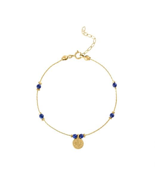 Olivia Le Metallic Journey Lapis Lazuli Beaded Bracelet With Coin