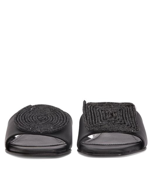 Beautiisoles by Robyn Shreiber Made in Italy Black Adeline Leather Flat Sandal Comfortable & Sexy Work & Valentine Evening Slide