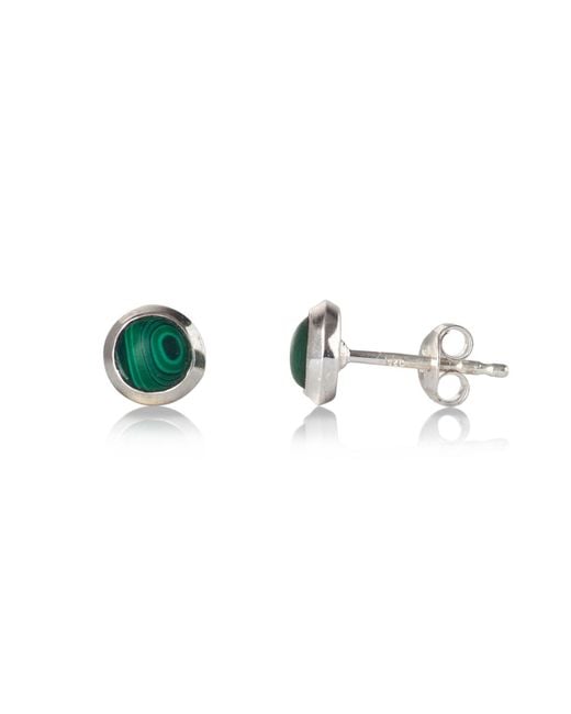 The Jewellery Store London Green Round Malachite Studs