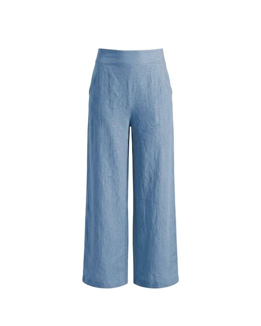 James Lakeland Blue Denim Linen Wide-Leg Trousers