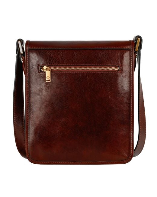 Time Resistance Brown Small Leather Messenger Bag for men