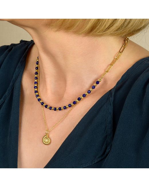 Nellou Jewellery Metallic Lapis Gem Shine Necklace Plated Sterling