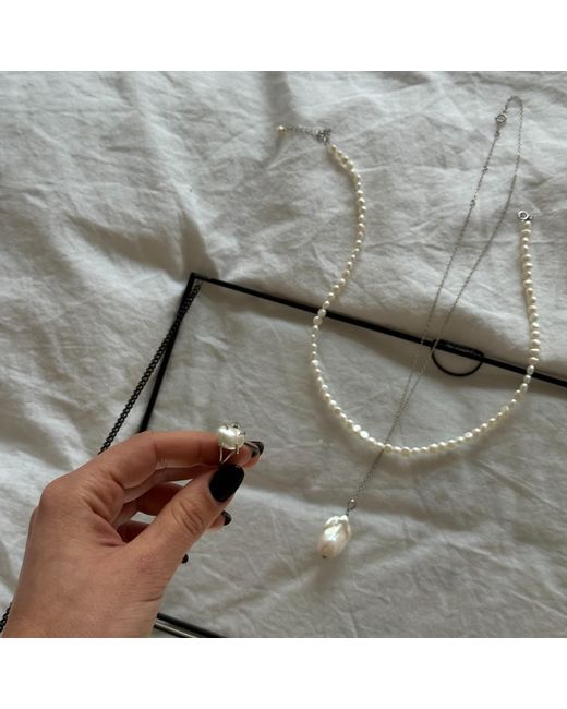 Pearl Code Metallic Iconic Pendant-Filled Chain Necklace With Freshwater Baroque Pearl