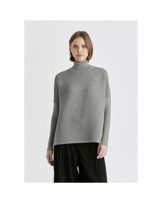 Paisie Gray Turtleneck Ribbed Jumper