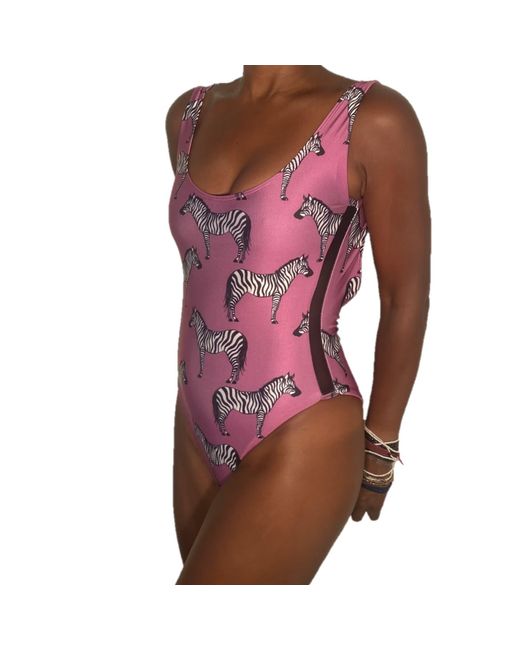 Brasini Swimwear Red Laguna High Cut One Piece Swimsuit With Mesh Sides