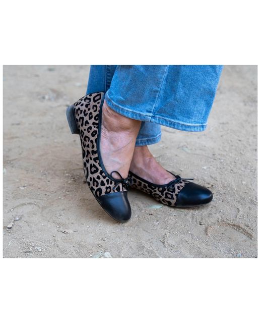 Beautiisoles by Robyn Shreiber Made in Italy Black Neutrals Beatrice Animal Printed Suede Comfortable Elegant Flat Ballerina