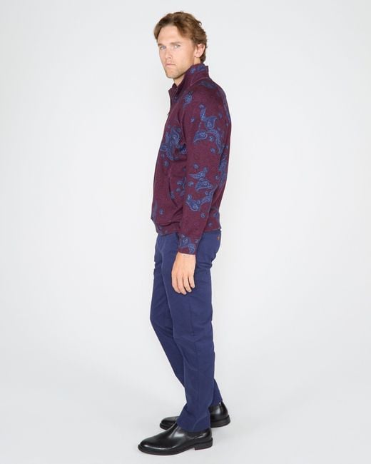 Lords of Harlech Blue Craig Montgat Paisley Quarter-Zip Sweater for men