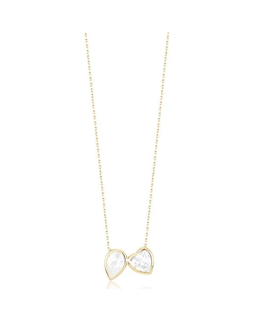 SHYMI Metallic Two Stone Bezel-Set Necklace