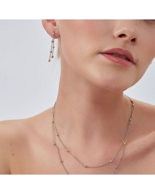 Spero London Metallic Rose Dorissa Multicolour Sterling Beaded Double Necklace