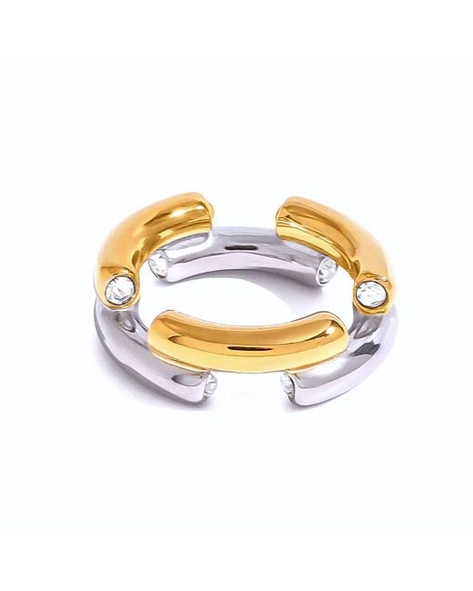 Olivia Le Metallic Art Deco Dimensional Ring