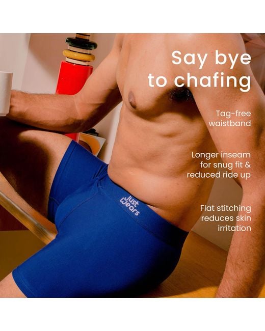 JustWears Blue Super Soft Boxer Briefs for men