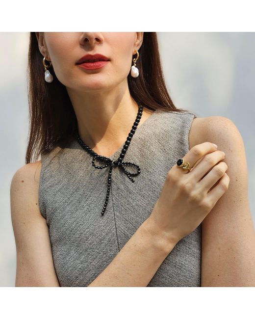 Farra Metallic Agate And Zircon Open Ring