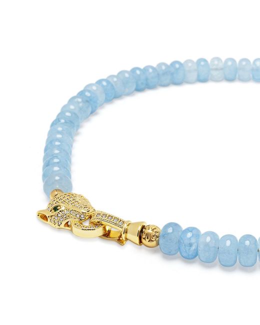 Nialaya Blue Chalcedony Choker With Panther Head