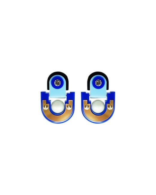 Gissa Bicalho Blue Handmade Acrylic Earring Short Tikal