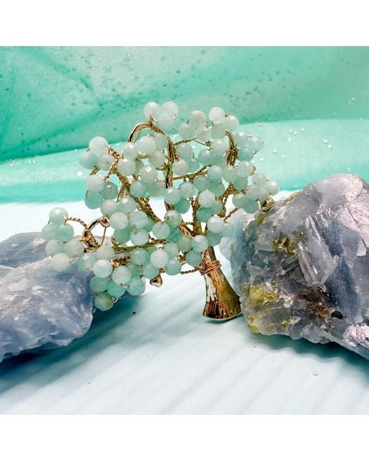 Farra Green Handcrafted Amazonite Tree Brooch