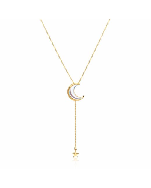 Ormiro Metallic Moon & Star Moonstone Lariat Necklace