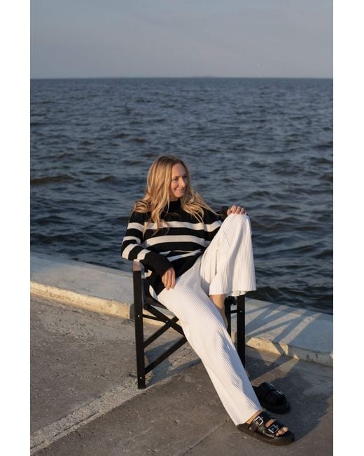 SALANIDA Black Marina Striped 100% Merino Sweater