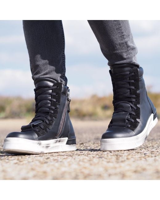 Adrenaline Fashion Men's Black Designer Genuine Leather High-Top