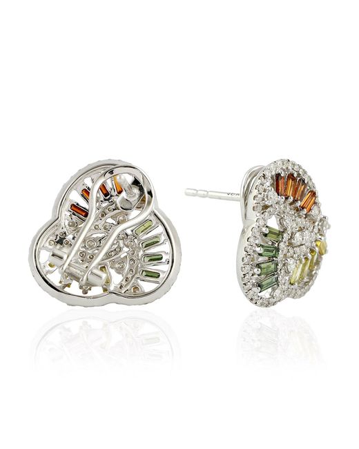 Artisan Metallic Colored Diamond Cluster Earrings
