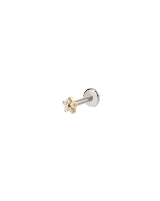 Vanhi Metallic Crystal Flower Threadless Flat Back Titanium Cartilage Stud