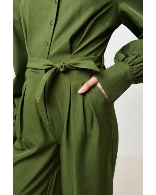Louche Green Yves Long Sleeve Jumpsuit