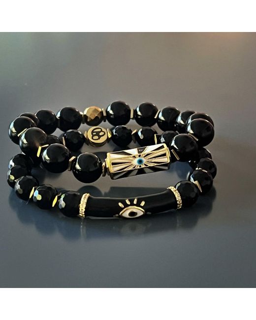 Ebru Jewelry Black Onyx Evil Eye Bracelet