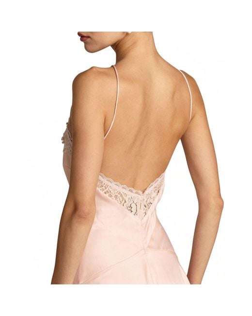 Mac Duggal Pink Lace Trim Handkerchief Midi Dress