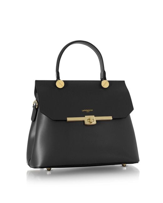 Le Parmentier Black Atlanta Top Handle Satchel Bag W/Shoulder Strap