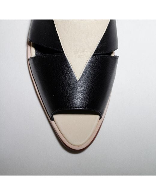 Mafalda Black Agatha Two-Tone Peep-Toe Sandals