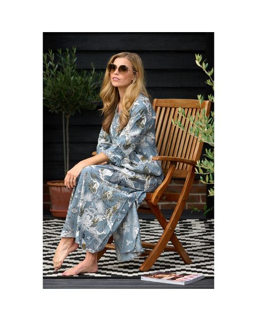 At Last Blue Cotton Annabel Maxi Dress