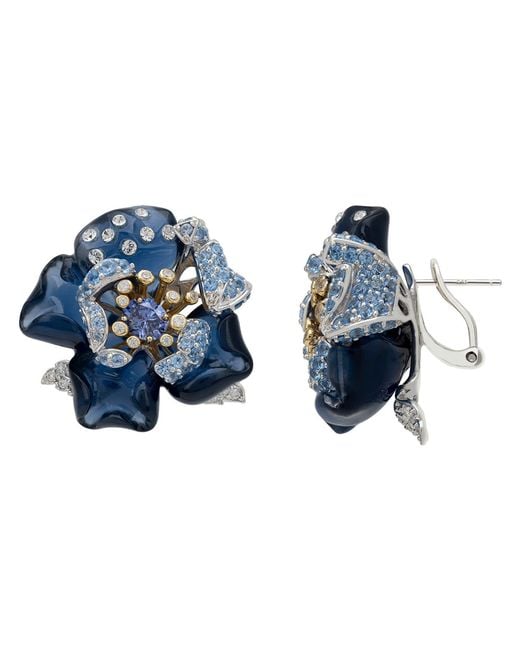 Latelita London Blue Rose Flower Stud Earrings