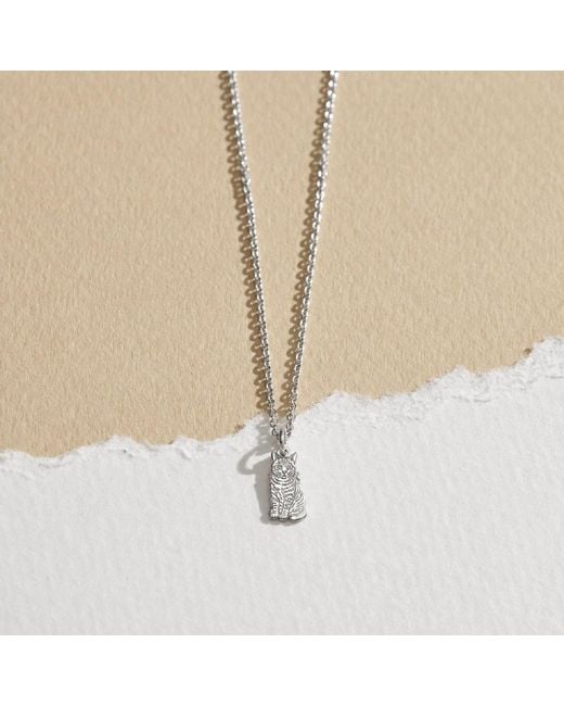 Posh Totty Designs Metallic Sterling Tabby Cat Dinky Charm Necklace