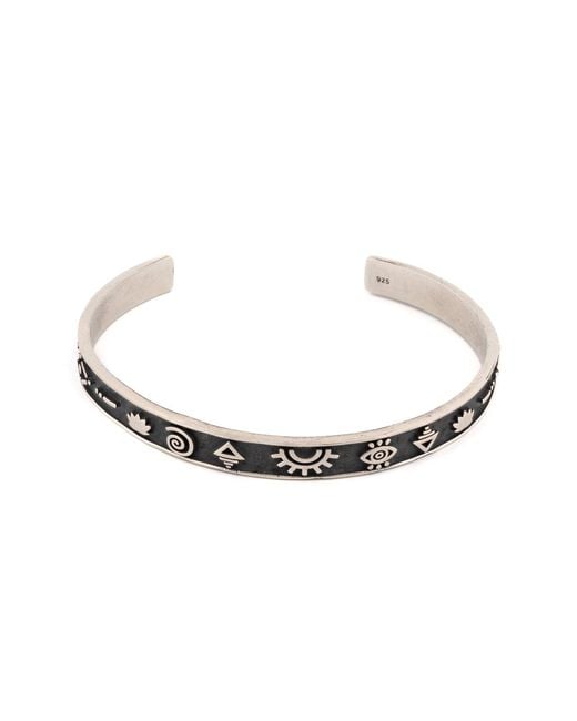 Ebru Jewelry Metallic Sterling Spiritual Symbols Cuff Bracelet for men