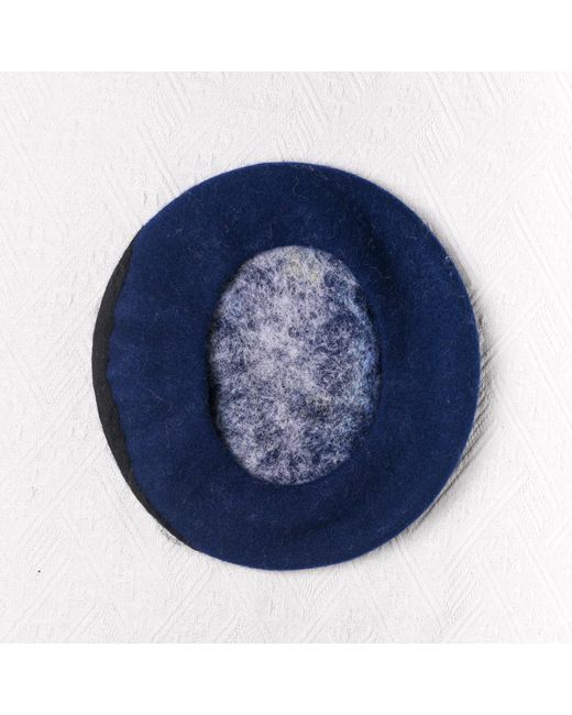 Heartfelt Layers Blue Aurora Forest Hand Felted Wool Beret