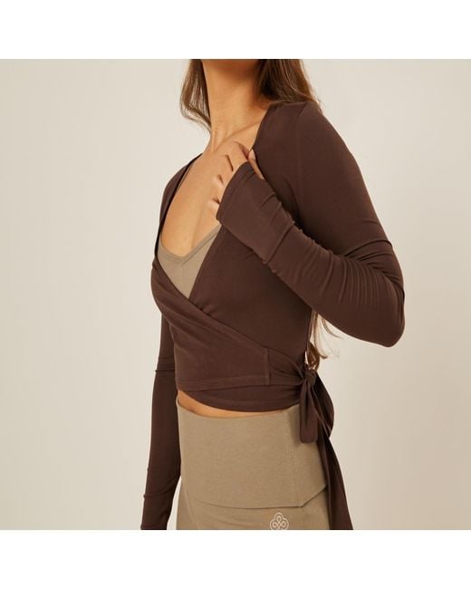 Be Athletica Brown The Ultimate Ballet Wrap-Top