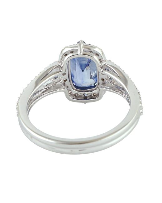 Artisan Blue Natural Sapphire & Diamond Halo Ring
