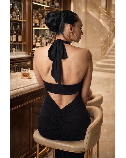 Monice London Black Selene- Backless & Bra Friendly Halter Maxi Dress