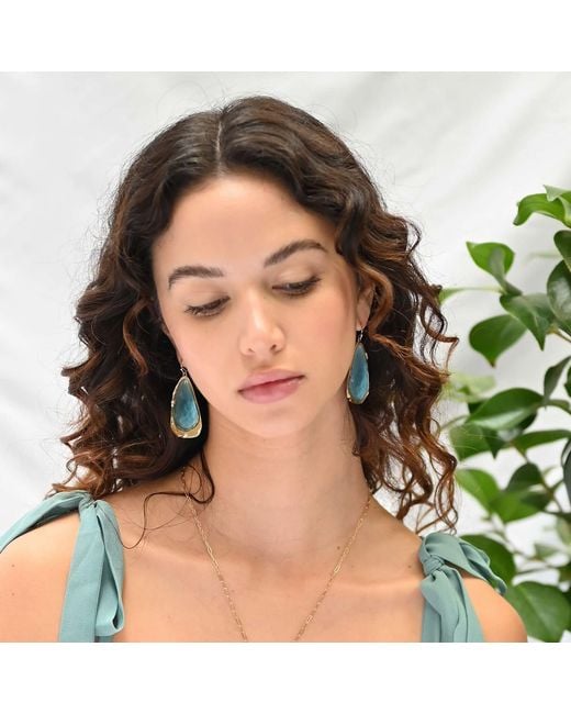 Rare Matters Jewelry Blue Fluid Teardrop Statement Earrings