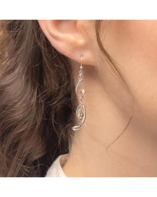 Isla Silver Metallic Transcending Elegance Light Amethyst & Pearl Dangle Earrings