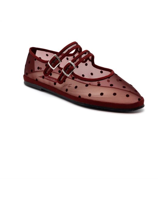 Gondolina Shoes Red Carnival Burgundy Polka-Dot Mesh Double-Strap Mary Jane Shoes – Made