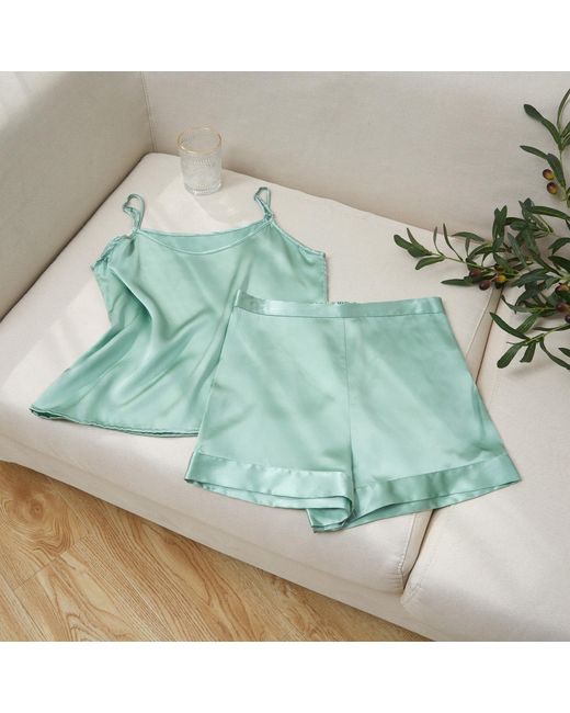 Soft Strokes Silk Green Pure Mulberry Silk Camisole With Adjustable Straps