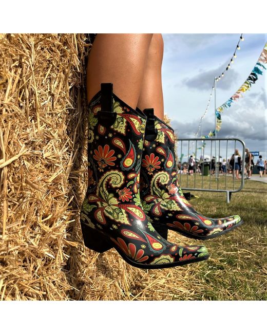 Talolo Boots Green Paisley Vibe Cowboy Boot Wellies