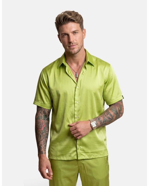Hustle Green Acid Lemonade Satin-Shirt for men