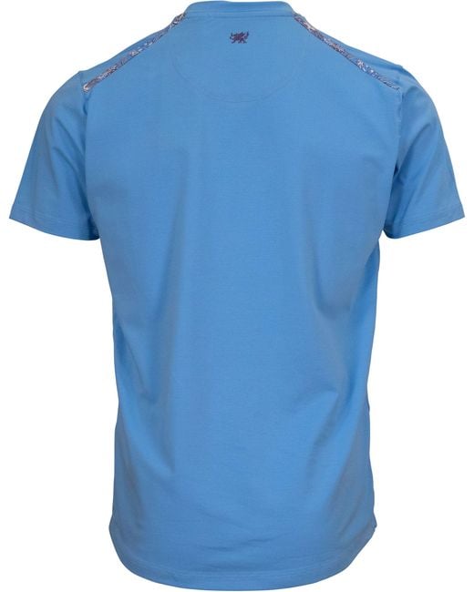Lords of Harlech Blue Carson Embossed Floral Tee for men
